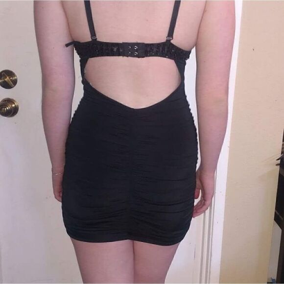 Easel Black Madonna style dress circa 90's with a beaded bra top. - Picture 9 of 9